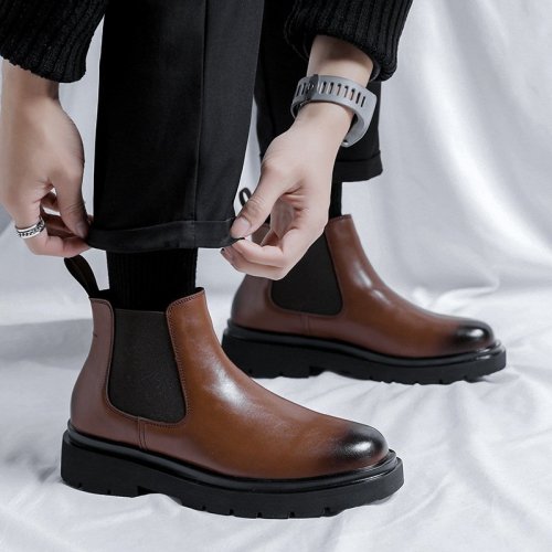 Giày Chunky Chelsea Boot Da Nam Sohada Store, Da Bò Thật LMH0087