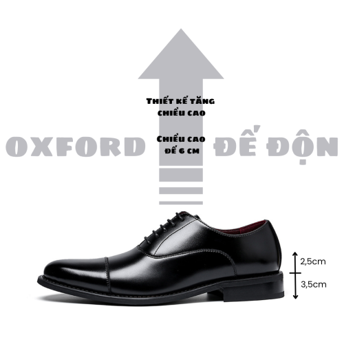 Giày Da Tăng Chiều Cao Oxford, Da Bò Thật, Sohada Store LML0143