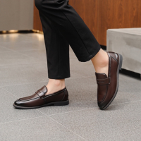 Giày lười da Penny Loafer Sohada Store, da bò thật LML0134 Nâu