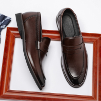 Giày lười da Penny Loafer Sohada Store, da bò thật LML0134 Nâu