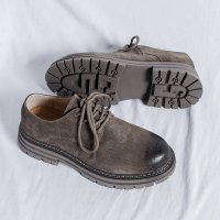 Giày boot da cổ thấp nam Sohada Store, da thật LML0136