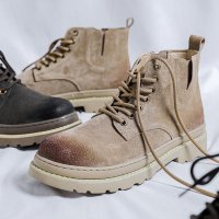 Giày Boots Da Cổ lửng Nam Sohada Store, Da Thật LMH0103