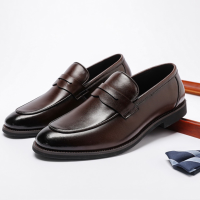 Giày lười da Penny Loafer Sohada Store, da bò thật LML0134 Nâu